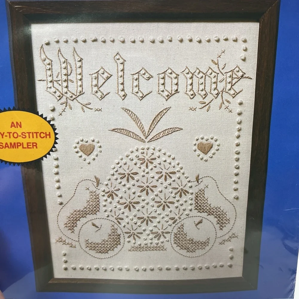 Vtg Cross‎ Stitch Kit Creative Moments Candlewick Kit #8270 Welcome 8x10 Sealed